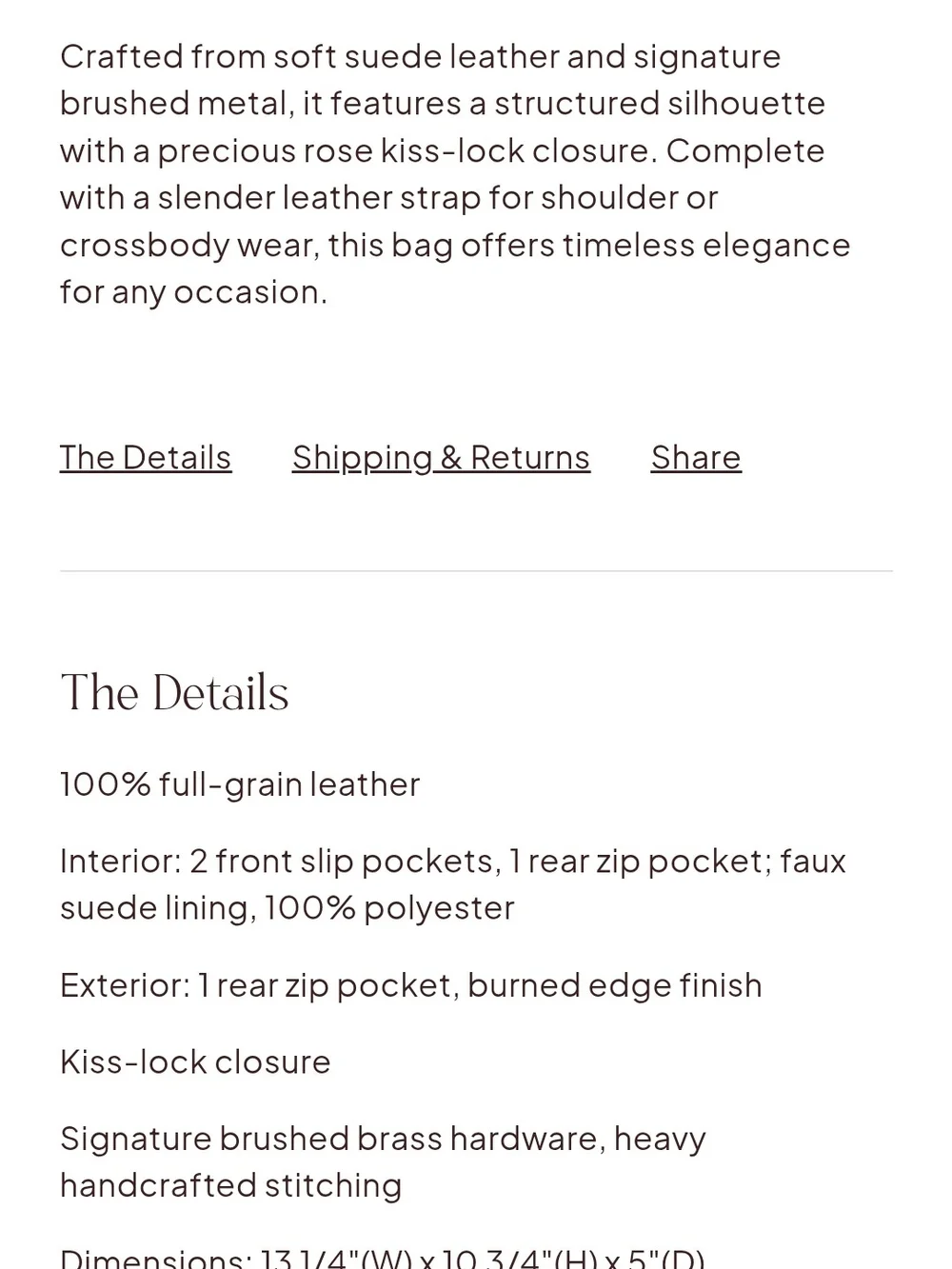 Cognac Suede Frame-Top Shoulder Bag in Cognac With Detachable Crossbody Strap